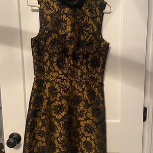 RACHEL Rachel Roy Black and Gold Floral Midi Dress